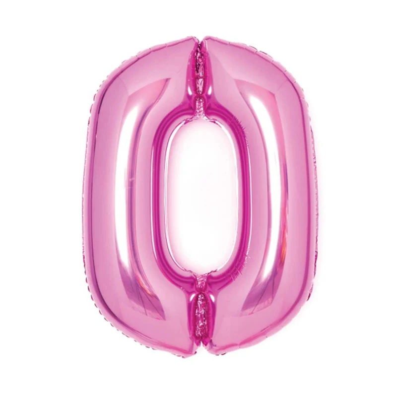 Folieballong, siffra 0 rosa 66 cm