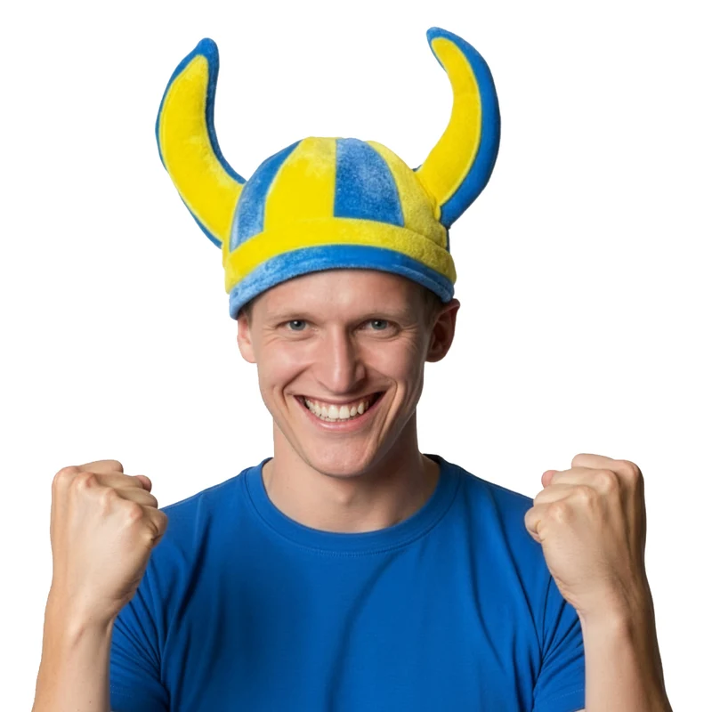 Vikingahjälm, blå/gul mjuk