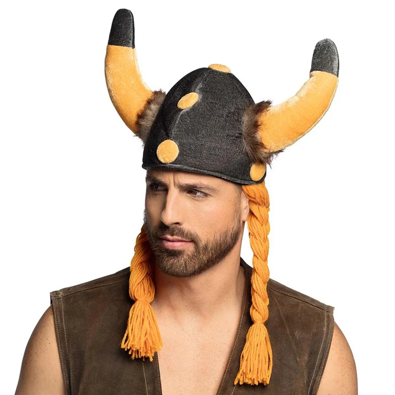 Vikingshjälm med hår