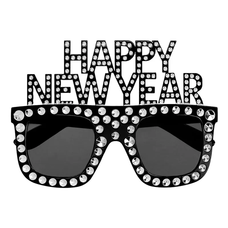 Glasögon, happy new year bling bling silver