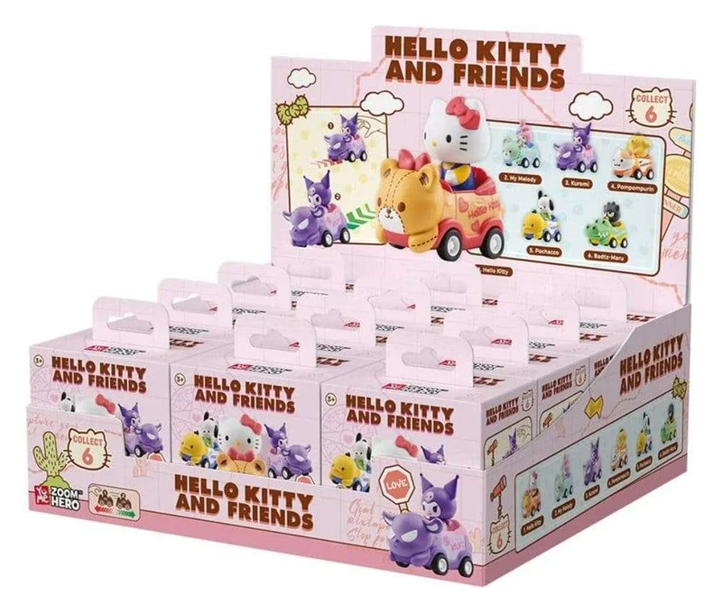 Sanrio Zoom Hero Pullback Vehicles med figurer Hello Kitty and Friends Series 1 Blind Box Display (12)