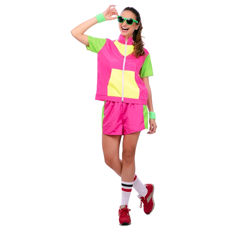 Träningsjacka och shorts 80-tal rosa