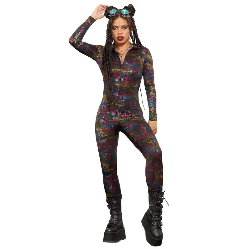 Jumpsuit, Fever Miss Whiplash Geometric Print Catsuit