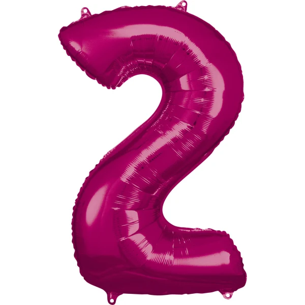 Folieballong, siffra 2 rosa 86 cm