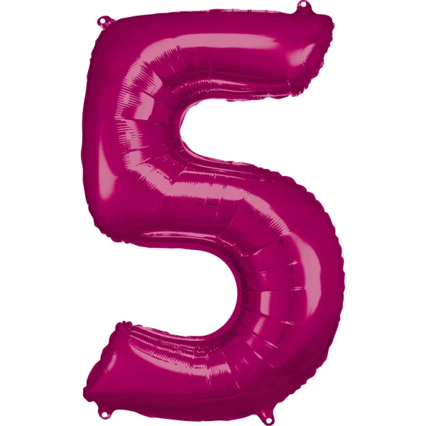 Folieballong, siffra 5 rosa 86 cm