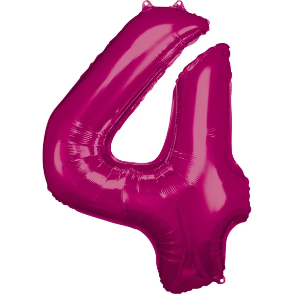 Folieballong, siffra 4 rosa 86 cm