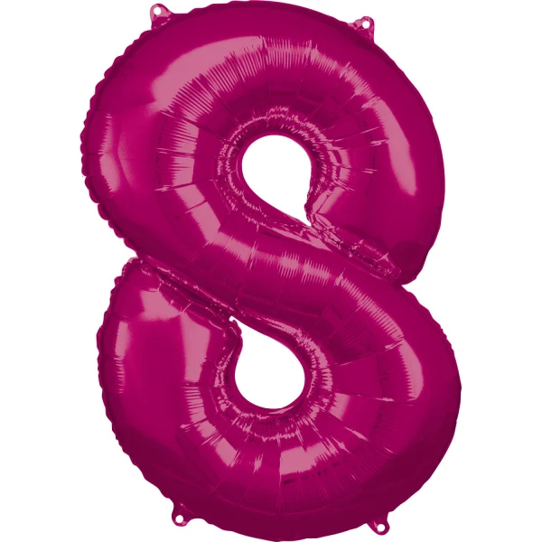 Folieballong, siffra 8 rosa 86 cm