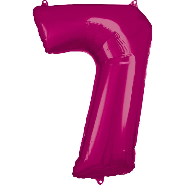 Folieballong, siffra 7 rosa 86 cm