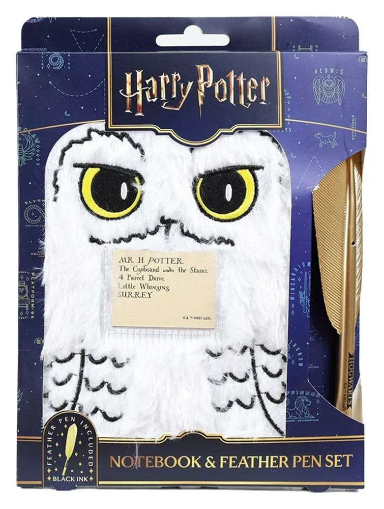 Harry Potter Hedwig Plush Notebook Set med penna – Magical Locations