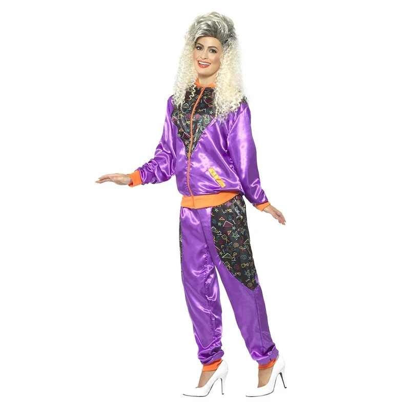 Träningsoverall 80s retro lila