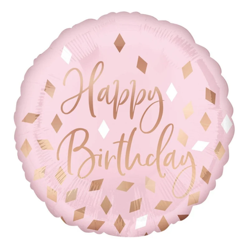 Folieballong, happy birthday rosa 43 cm