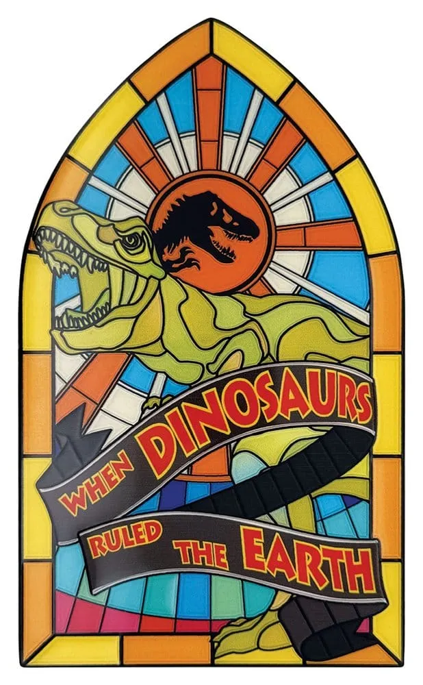 Jurassic Park Stiliserad Glasfönsterliknande Metallbit 11 cm