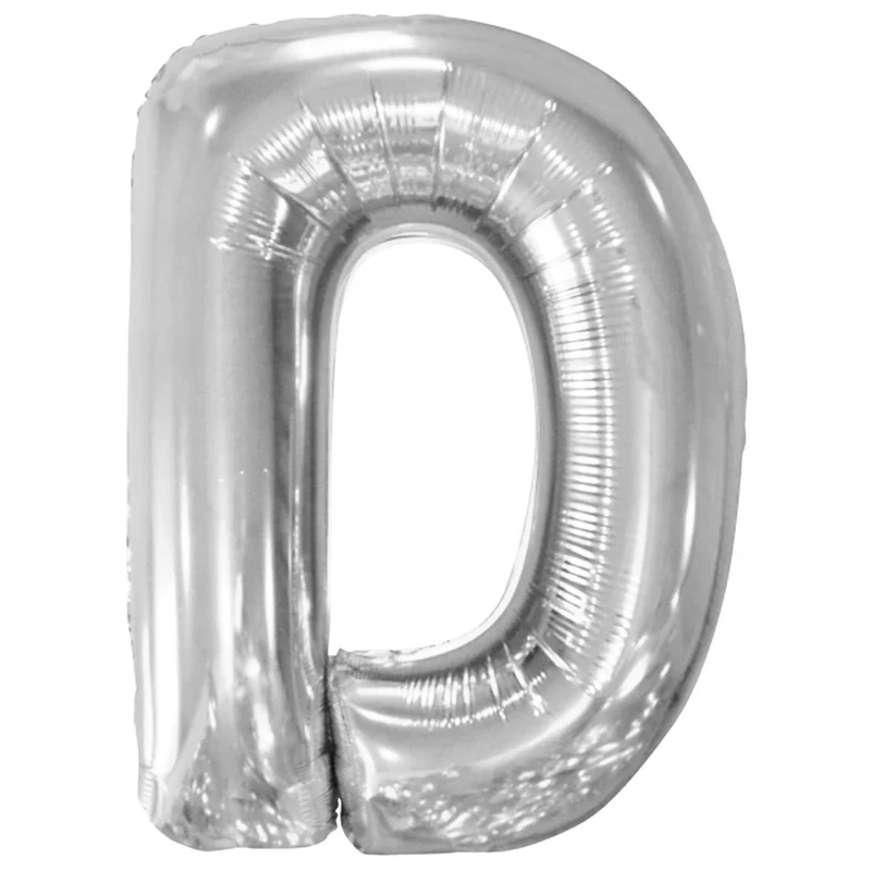 Folieballong, bokstav silver D 86 cm