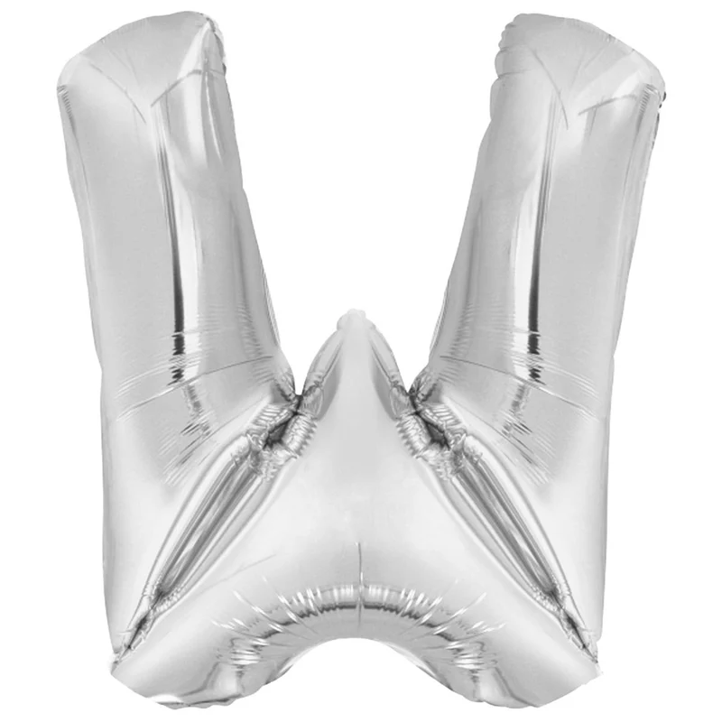 Folieballong, bokstav silver W 86 cm