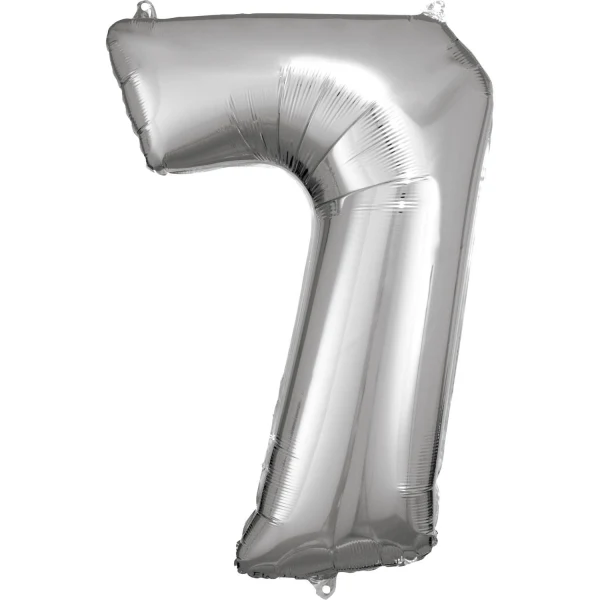 Folieballong, siffra 7 silver 86 cm