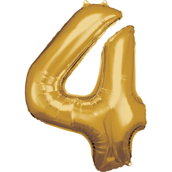 Folieballong, siffra 4 guld 86 cm