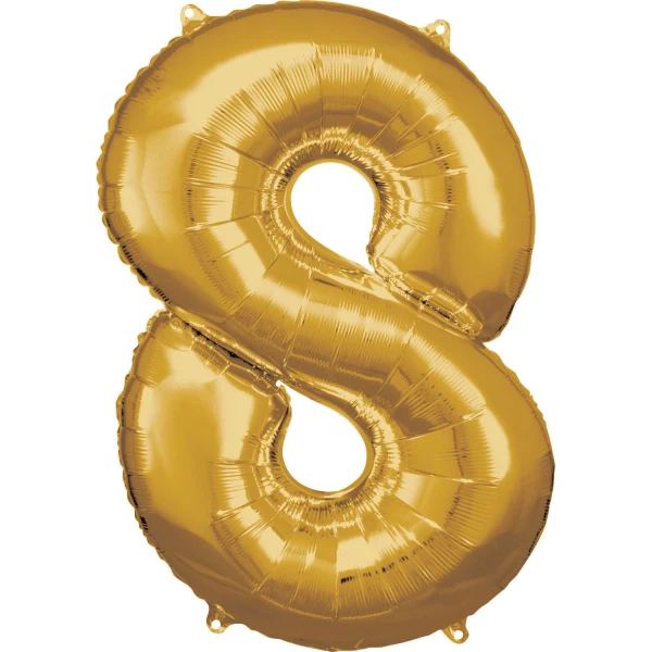 Folieballong, siffra 8 guld 86 cm