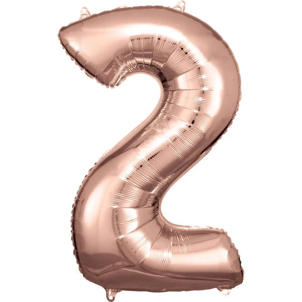Folieballong, siffra 2 rose 86 cm