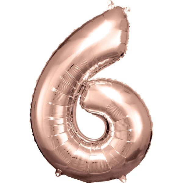 Folieballong, siffra 6 rose 86 cm