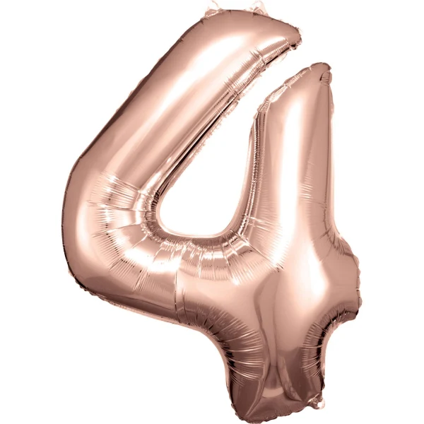 Folieballong, siffra 4 rose 86 cm