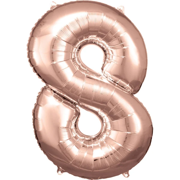 Folieballong, siffra 8 rose 86 cm