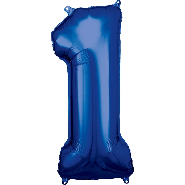 Folieballong, siffra 1 blå 86 cm