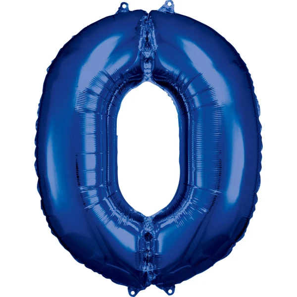 Folieballong, siffra 0 blå 86 cm
