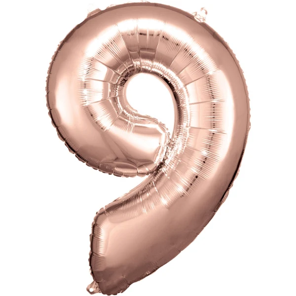 Folieballong, siffra 9 rose 86 cm