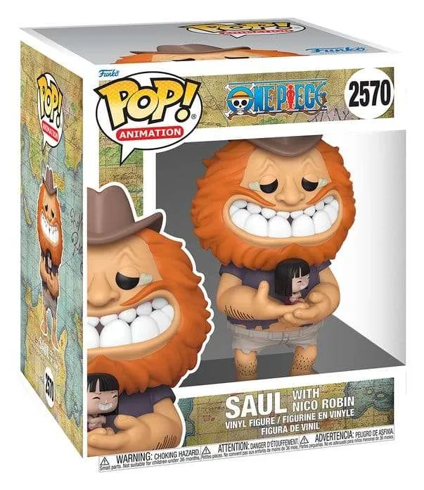 One Piece Super Sized POP! Animation vinylfigur Saul med Nico Robin 15 cm