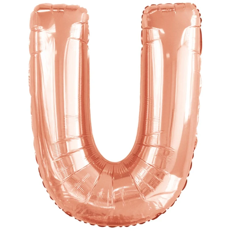 Folieballong, bokstav rosé U 86 cm