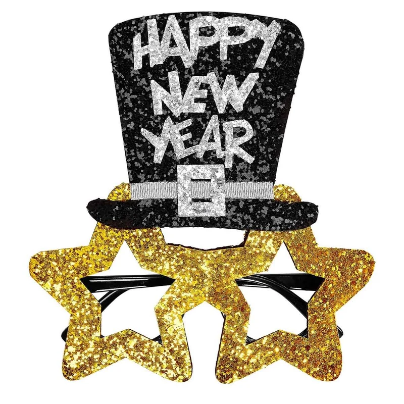 Glasögon, happy new year guld