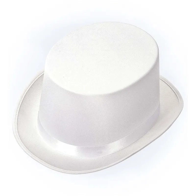 Hög hatt, satin vit