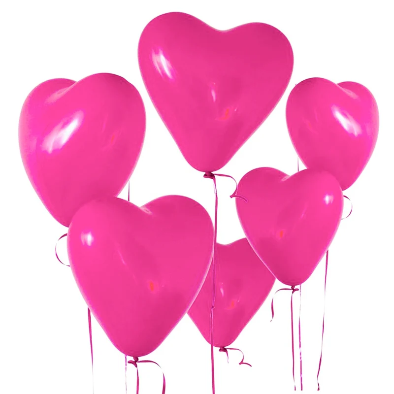 Ballonger, hjärta rosa 6 st