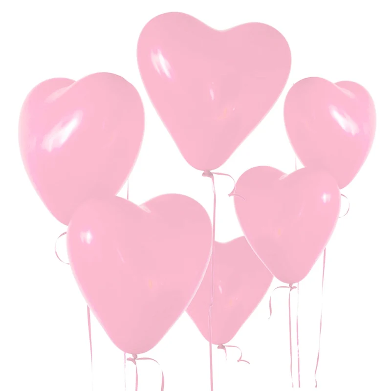 Ballonger, hjärta ljusrosa 6 st