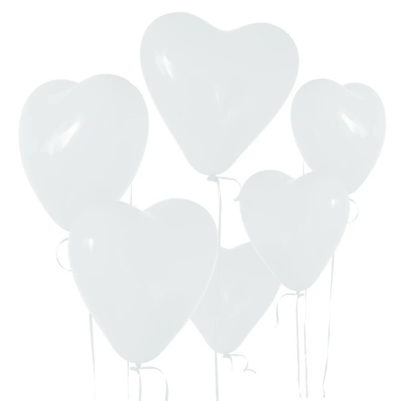 Ballonger, hjärta vit 6 st