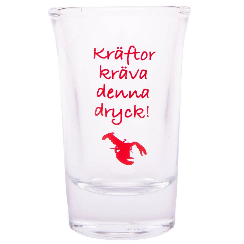 Snapsglas, kräftor kräver denna dryck