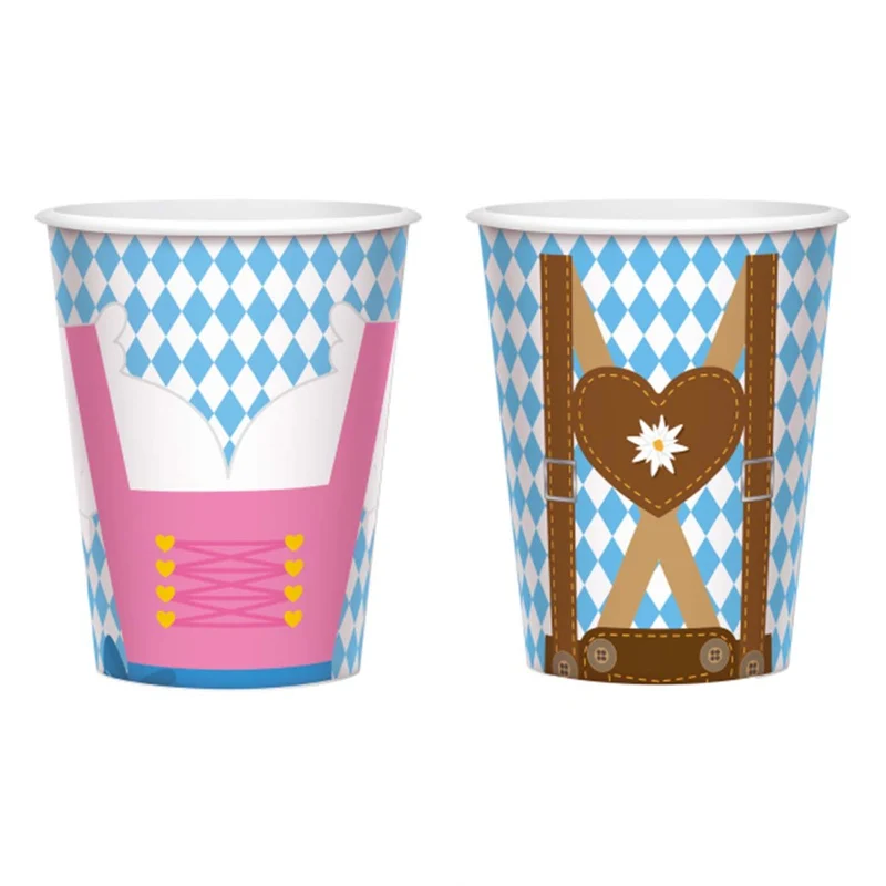 Pappersmuggar, oktoberfest Bayern Lightblue 8 st