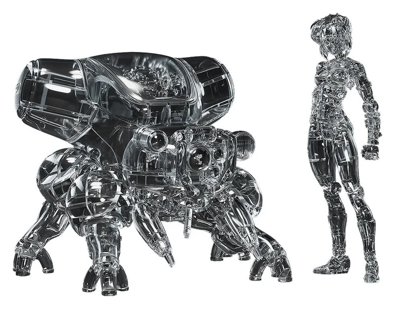 Ghost in the Shell PLAMAX minimum factory Plastbyggsats Motoko Kusanagi med Fuchikoma: Termoptisk Kamouflage Ver. 8 cm