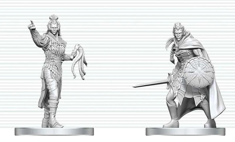 D&D Nolzur's Fantastiska Minifigurer Mini Figurer Drow Elitesoldat & Drow Prästinna av Lolth 13 cm