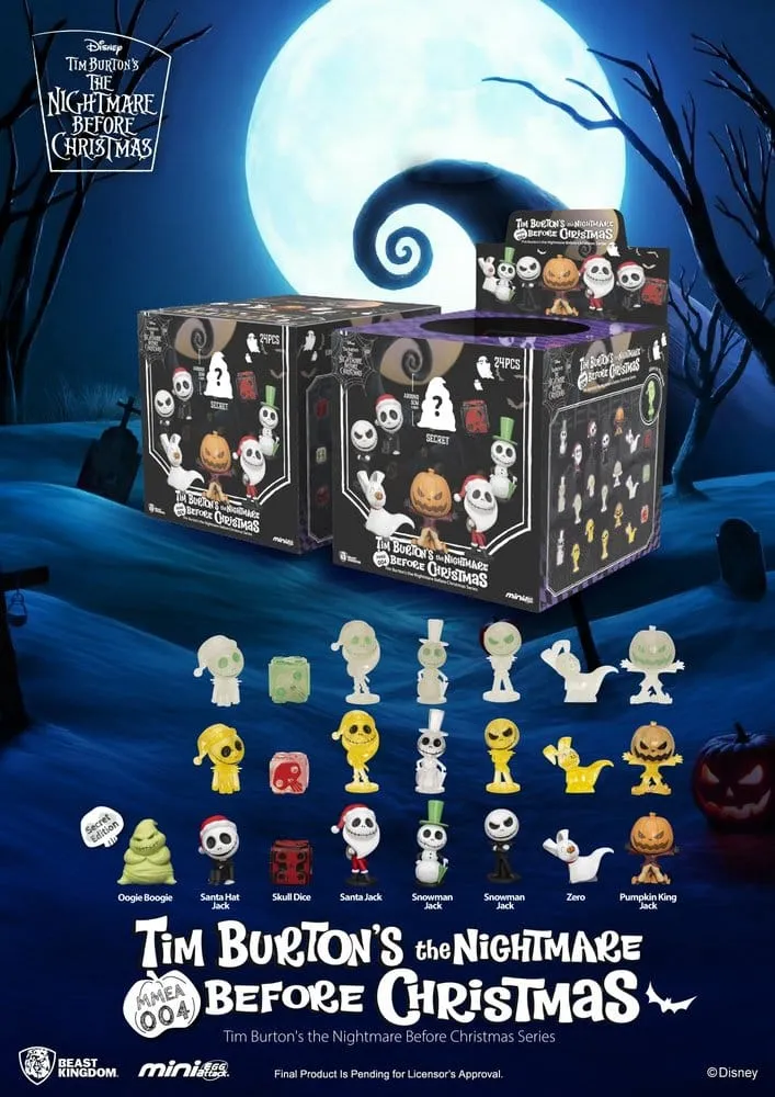 Nightmare Before Christmas Mini Egg Attack minifigurer Blind Box assortering (24) Glow in the Dark