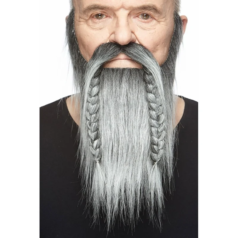 Mustasch med skägg, viking svart/vit
