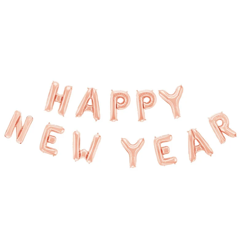 Folieballong, girlang happy new year rosé guld