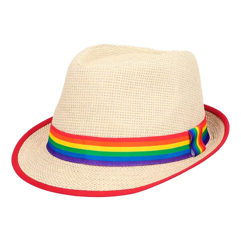 Hatt, fedora regnbåge strå