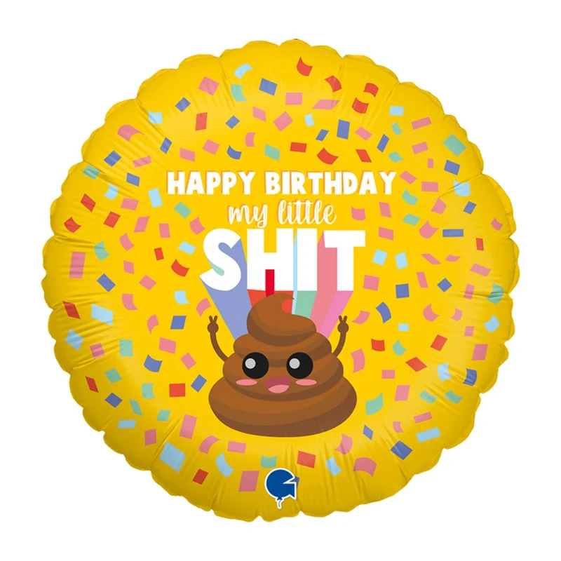 Folieballong, happy birthday my little shit 45 cm
