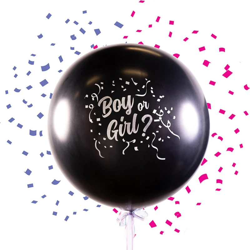 Ballong, boy or girl inkl konfetti rosa/blå