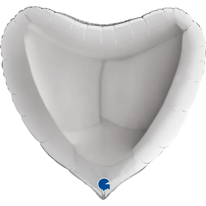 Folieballong, hjärta silver 91 cm