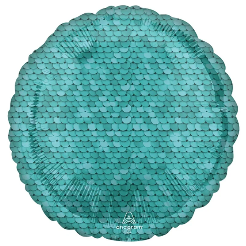 Folieballong, glitter blå paljetter 43 cm