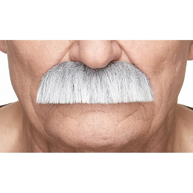 Mustasch, barkeep grå/vit
