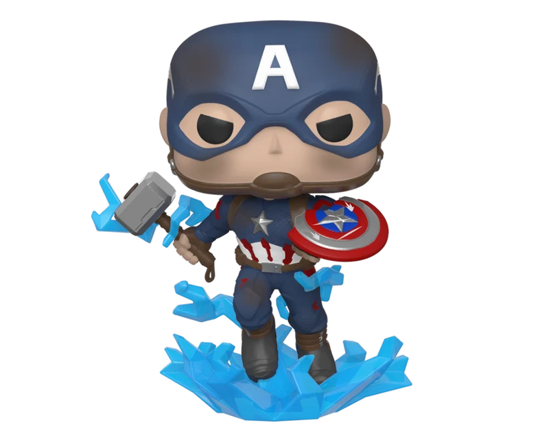 Funko POP Endgame - Kapten A med trasig sköld & Mjolnir Figur 10 cm