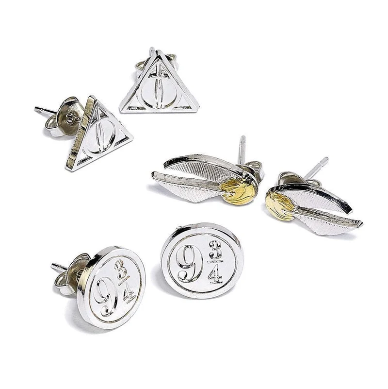 Harry Potter Örhängen 3-Pack Snitch/Deathly Hallows/Platform 9 3/4 (silverpläterade)